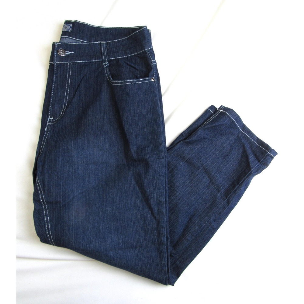 Denim Diva Jeans Fleur de Lis Flap Pockets Cropped Women's Size 20 - Picture 5 of 7